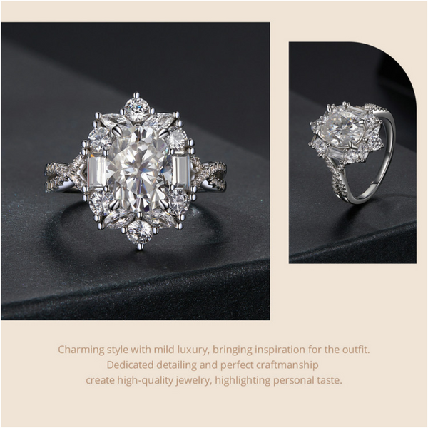 Veile Studios Silver Charm Two Carat Moissanite Diamond Ring Pure Proposal Rings