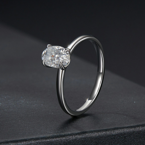 Veile Studios One Carat Moissanite Diamond Ring In Pure Silver Classic Wedding Rings