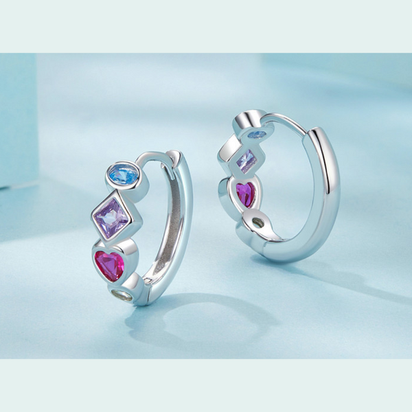 Veile Studios Silver Charm Zirconia Splicing Ear Buckle American Fashion Earrings