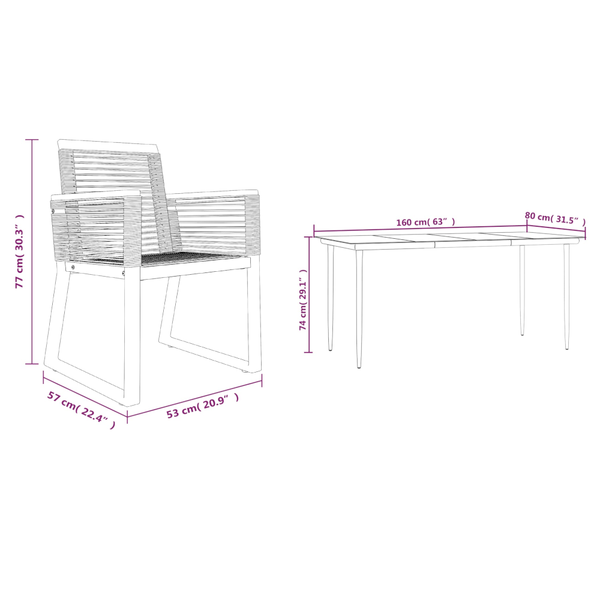 5 Piece Garden Dining Set Black Pvc Rattan Outdoor Dining Sets