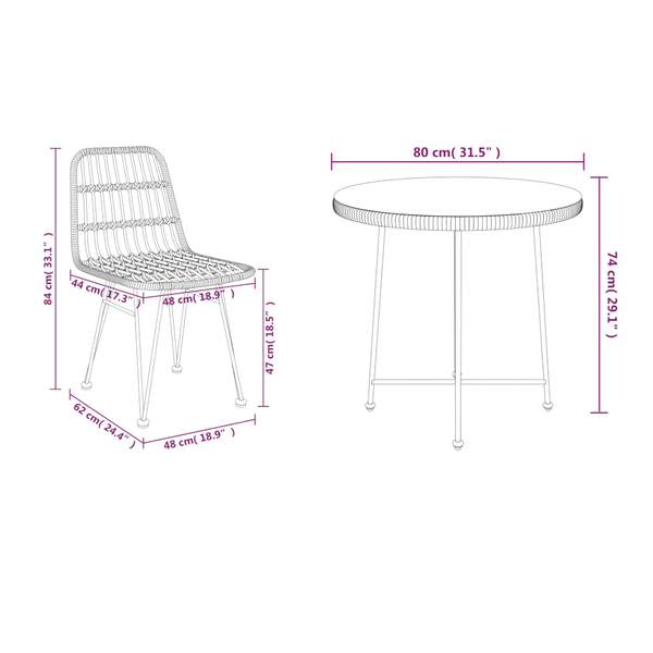 5 Piece Garden Dining Set Poly Rattan Outdoor Dining Sets