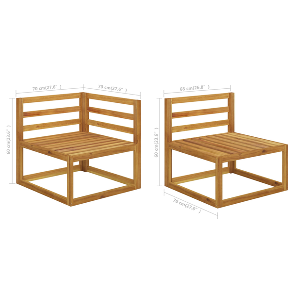 5 Piece Garden Lounge Set With Cushion Cream Solid Acacia Wood Patio Furniture Sets