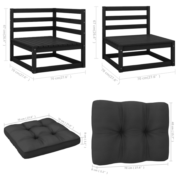 5 Piece Garden Lounge Set With Cushions Solid Pinewood Patio Furniture Sets