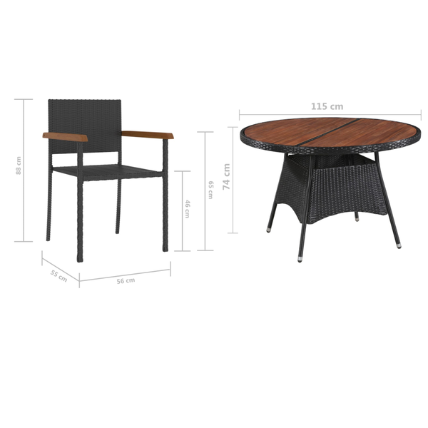 5 Piece Outdoor Dining Set Poly Rattan Black Outdoor Dining Sets