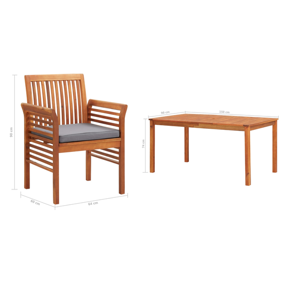 5 Piece Outdoor Dining Set With Cushions Solid Wood Acacia Outdoor Dining Sets