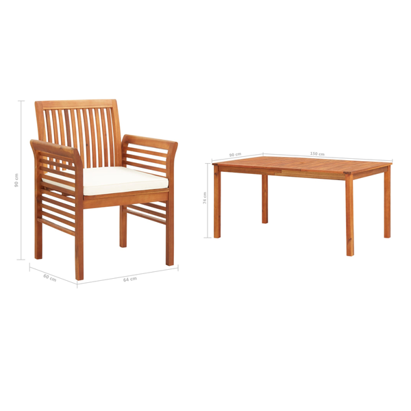 5 Piece Outdoor Dining Set With Cushions Solid Wood Acacia Outdoor Dining Sets