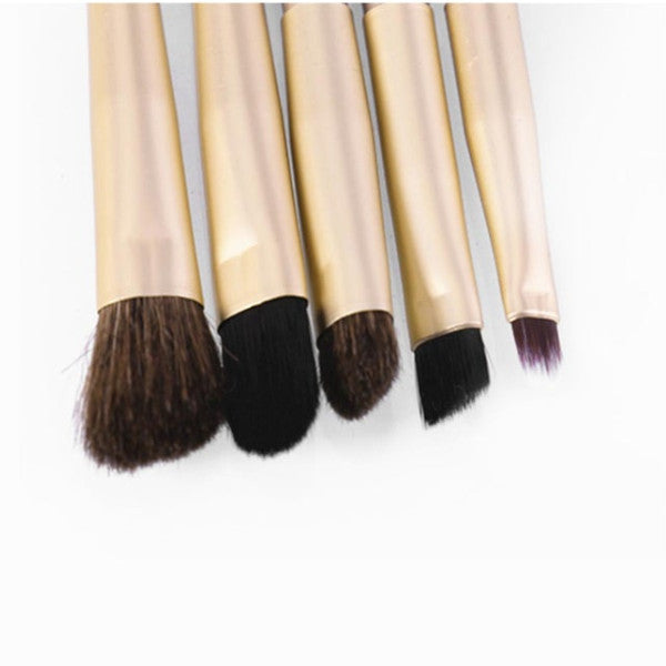 5 Pieces Professional Eyeshadow Brush Makeup Kit Designer Tools Gold