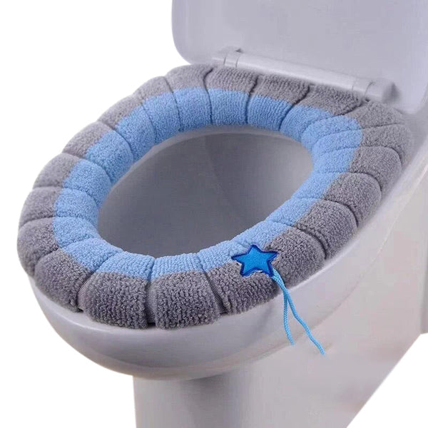 Toilet Seat Cover Blue Soft Warmer Washable Mat Cushion Accessories Bath Mats Rugs & Toilet Covers
