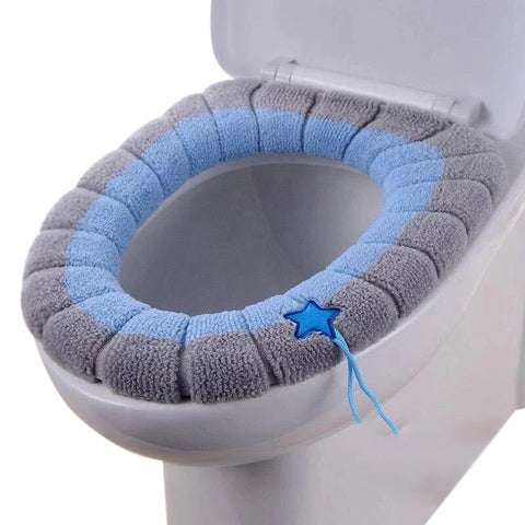 Toilet Seat Cover Blue Soft Warmer Washable Mat Cushion Accessories Bath Mats Rugs & Toilet Covers