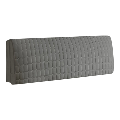 Dark Gray Cube Pattern Quilted Velvet Bed Headboard Cover 130X70cm Headboards & Footboards