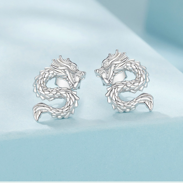 Veile Studios Silver Charm Chic Style Flying Dragon Pure Ear Studs Jewellery Earrings