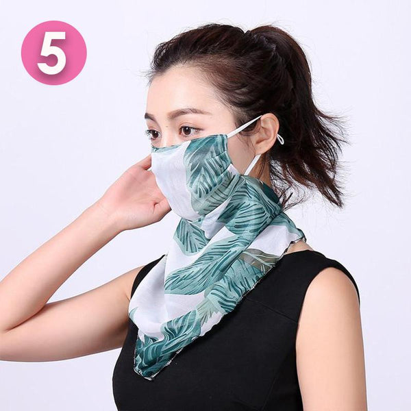 Summer Masks Flower Printed Women's Large Neck Guard Sun Protection Scarf Scarves & Wraps