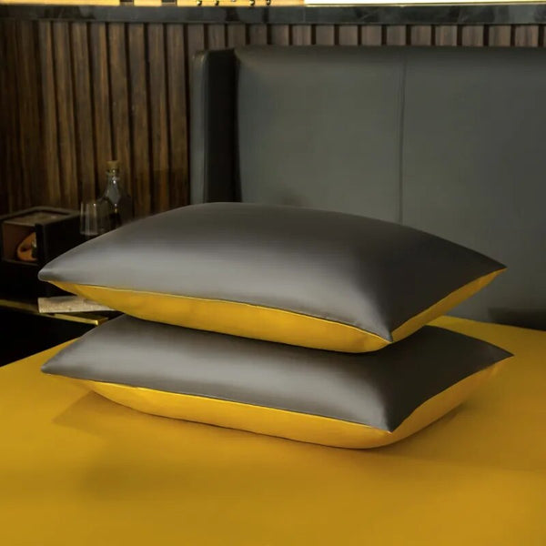 Bed Sheet Deep Grey Yellow Ultra Soft Luxury Egyptian Cotton Cover King Size Set Sheets