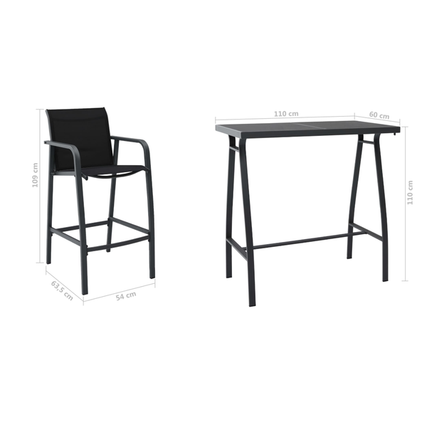 5 Piece Garden Bar Set Black Patio Furniture Sets