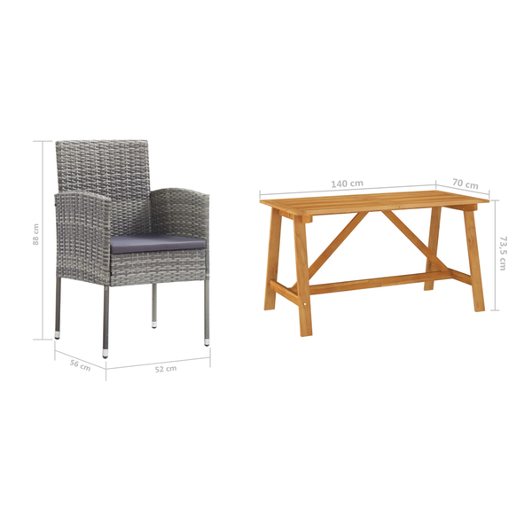 5 Piece Garden Dining Set Grey Outdoor Dining Sets