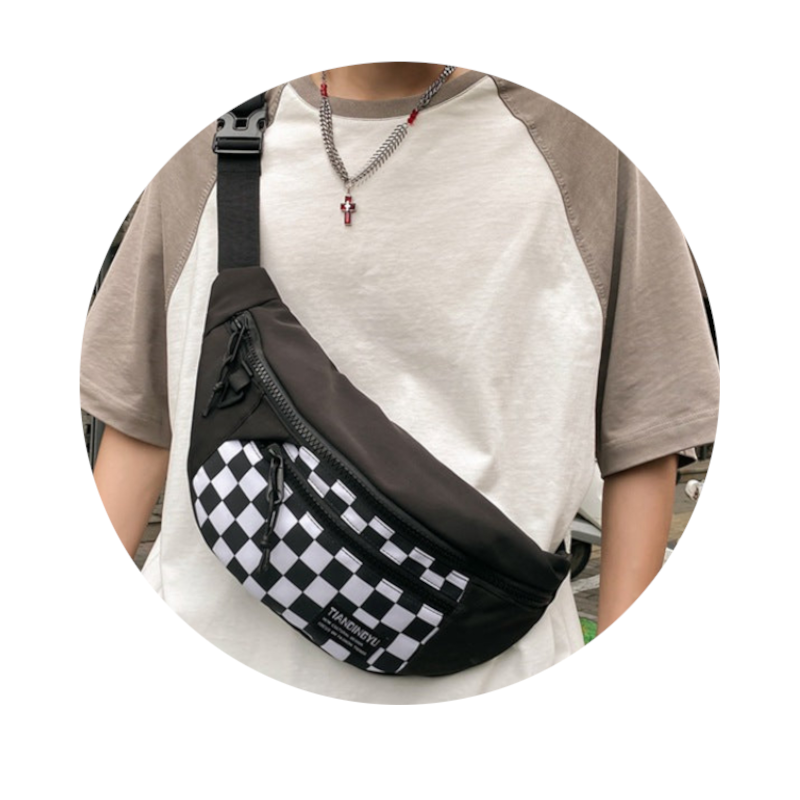 Trendy Checkered Crossbody Bag For Men And Women Women's Bags & Handbags