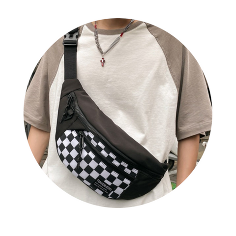 Trendy Checkered Crossbody Bag For Men And Women Women's Bags & Handbags