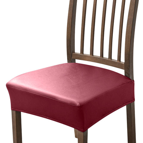 Chair Cover Wine Red Pu Leather Seat Slipcover For Kitchen Hotel Banquet Dining Living Room Slipcovers