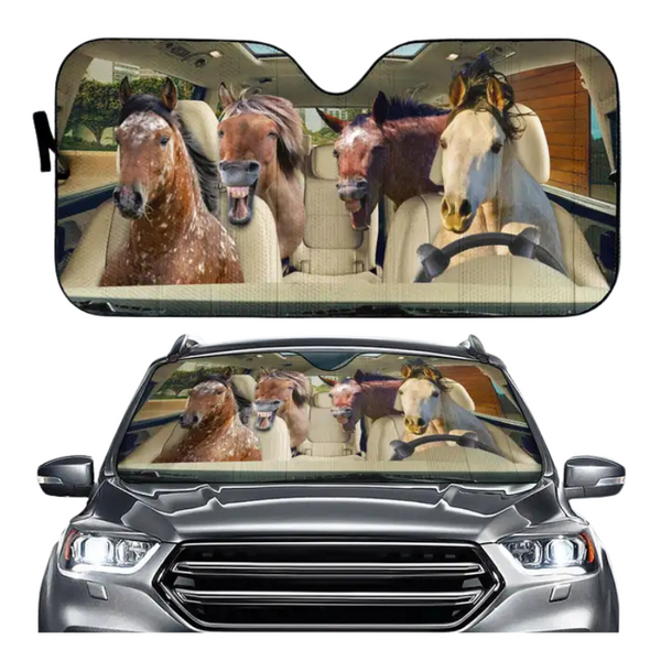 Funny Horse Driving 3D Printing Car Sun Visor Auto Decoration For Vehicle Parts Accessories Sun Visors
