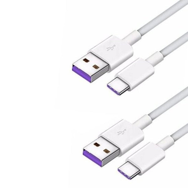 5A Usb Type C Super Charger Cable For Huawei P30 / Pro P20 Mate20 2Pcs White Cables & Adapters