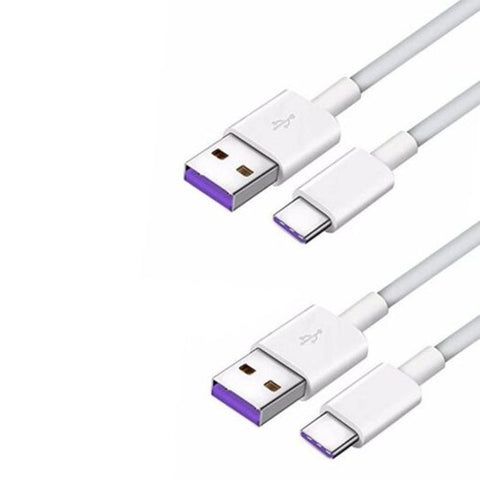 5A Usb Type C Super Charger Cable For Huawei P30 / Pro P20 Mate20 2Pcs White