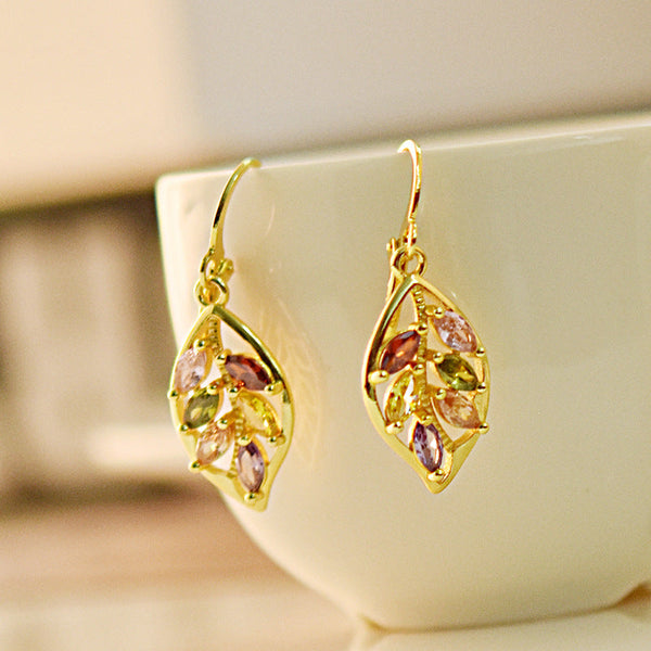 Women's Vintage Leaf Texture Leaf-Shaped Dangle Drop Earrings Jewellery
