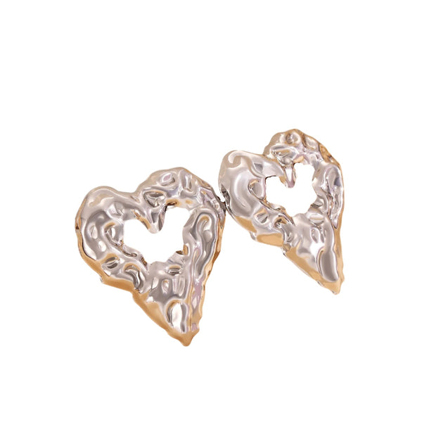 Veile Studios New Pleated Lava Hollow Heart Shaped For Women Valentine's Day Jewelry Earrings