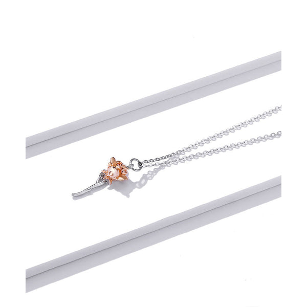 Rose Necklace Pendant S925 Pure Silver Flower Accessory Necklaces & Pendants