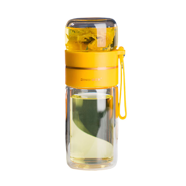 Glass Water Bottle With Tea Infuser Filter Separation Double Wall Leakproof Tea Infusers
