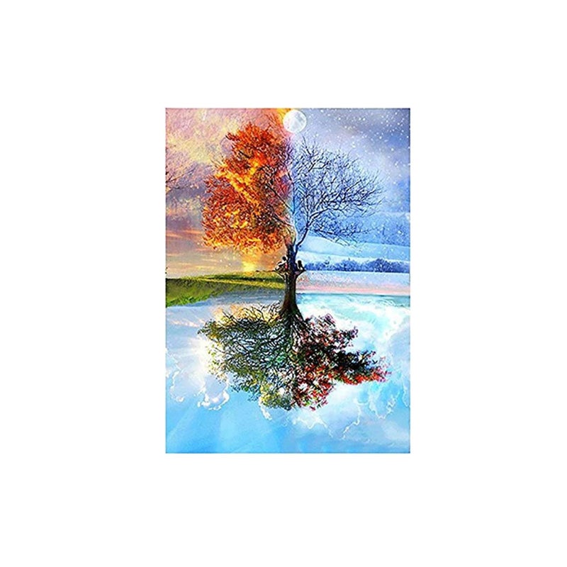 5D Diy Painting By Number Kits Colorful Four Season Tree Cross Stitch Patterns Diamond Painting Kits