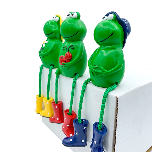 3Pcs / Set Cute Resin Green Frogs Garden Decor Ornaments & Statues