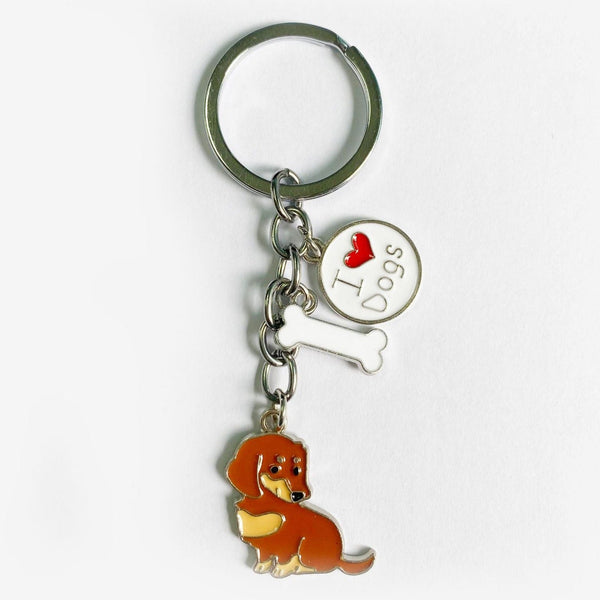 American Style Pet Dog Wax Metal Keychains Black Brown Zinc Alloy 1Pc Pack Keyrings