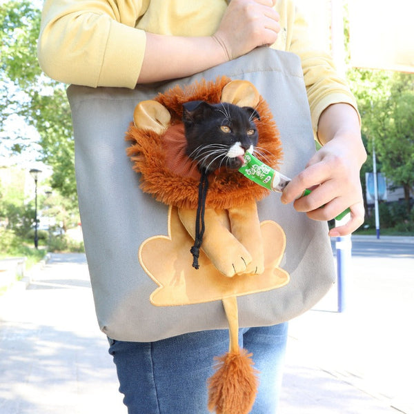 Soft Pet Carriers Lion Design Portable Breathable Bag Cat Dog Bags Outgoing Travel Pets Handbag With Safety Zippers