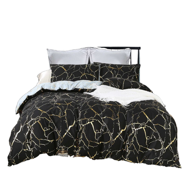 Fabric Fantastic Reversible Design King Size Black Duvet Quilt Cover Set Quilt Covers