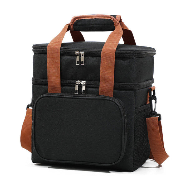 Handheld Crossbody Insulation Bag Lunch Meals Double Compartment Lunchboxes