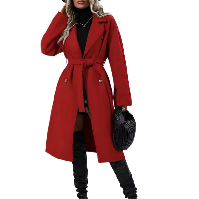 Lapel Double Breasted Trench Coat With Belt Long Jacket Outwear Women Clothing Coats Jackets & Vests