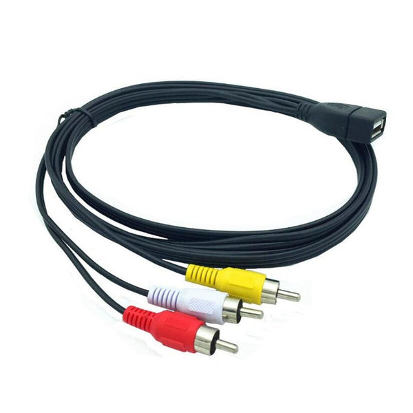1.5M Usb Female To 3 Rca Phono Av Cable Lead Pc Tv Aux Audio Video Adapter Video Cables & Adapters