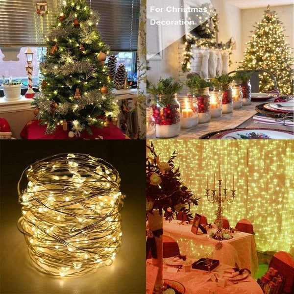 Indoor 5M / 10M 20M 30M Copper Wire With Remote Controller Battery Powered String Lights