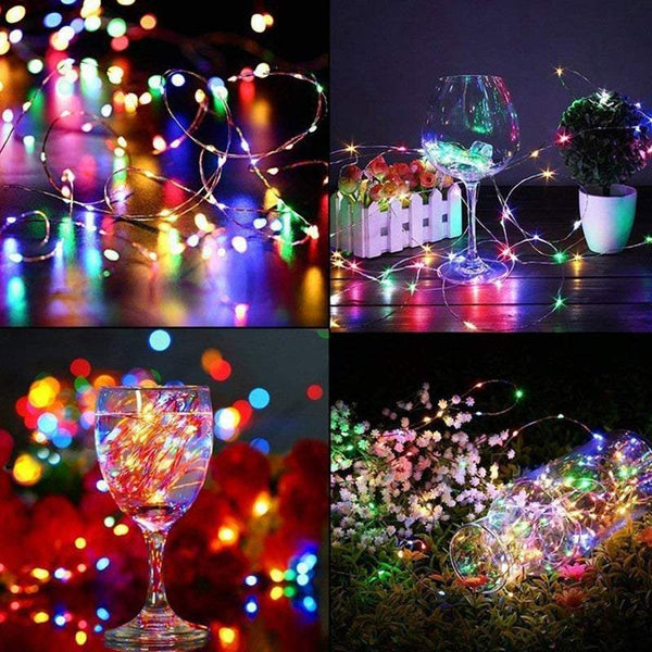 Indoor 5M / 10M 20M 30M Copper Wire With Remote Controller Battery Powered String Lights