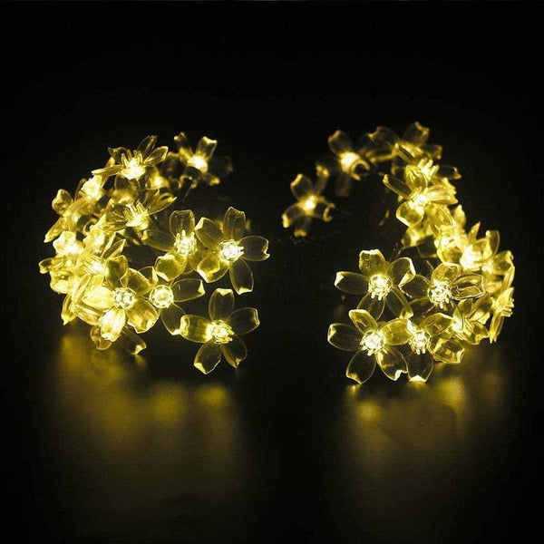 Outdoor 9.5M 50 Led Cherry Blossom Flower Solar Garden Decorations String Lights