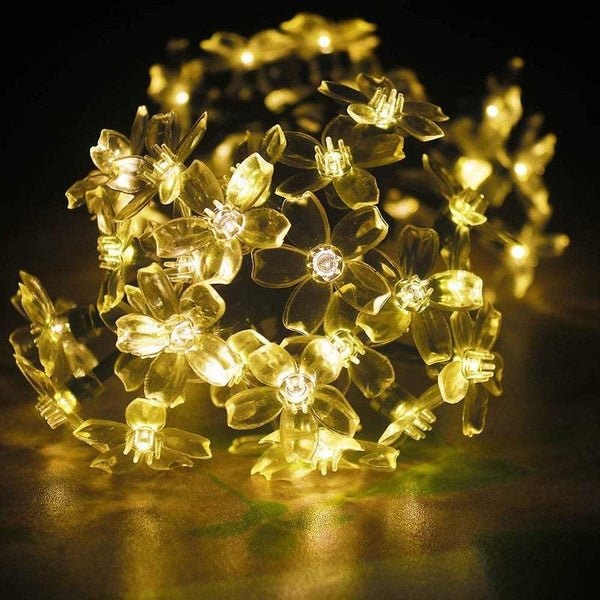 Outdoor 9.5M 50 Led Cherry Blossom Flower Solar Garden Decorations String Lights