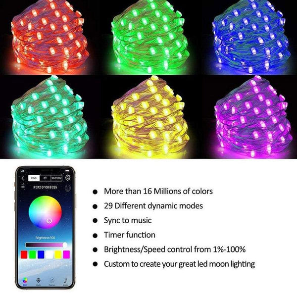 Indoor 5M 50Led Phone Bluetooth App Control String Lights