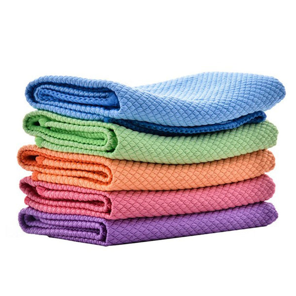 5 Pieces/10 Fish Scale Microfiber Cleaning Cloths Glass Delicate Surface Cleaning Towels & Cloths
