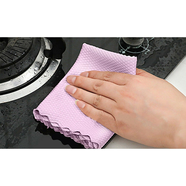 5 Pieces/10 Fish Scale Microfiber Cleaning Cloths Glass Delicate Surface