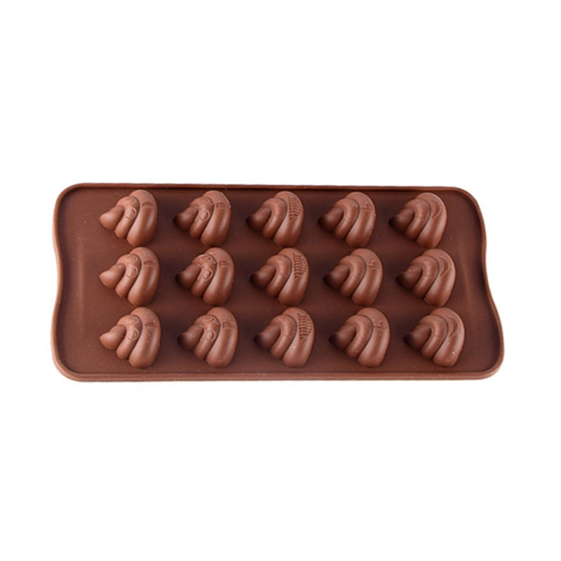 5Pcs 15 Grid Stool Poop Shaped Mold Silicone Chocolate Pudding Pastry Ice Tray Ice Cubes Trays & Moulds