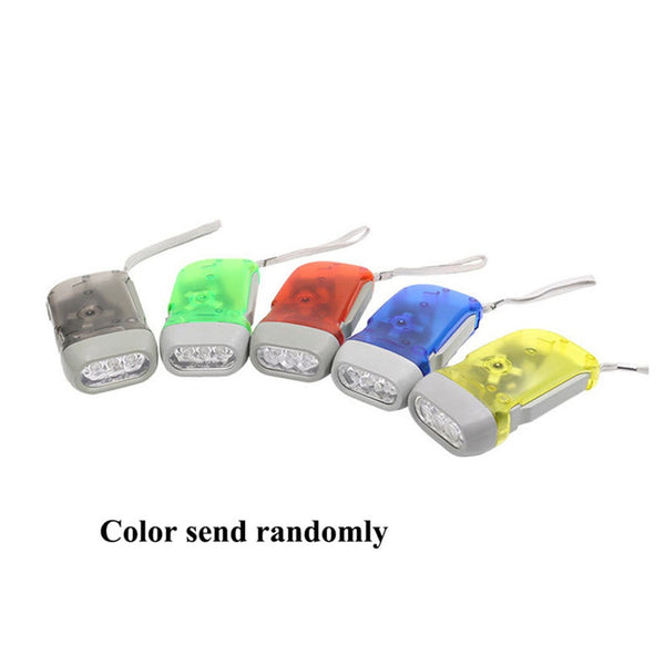 5Pcs 3 Led Hand Pressing Dynamo Crank Flashlight Torch Outdoor Emergency Light Camping Equipment Survival Tools Random Color Flashlights