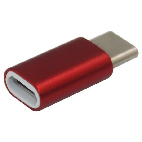 5Pcs Aluminium Alloy Micro Usb To 3.1 Type C Data Sync Charging Adapters Red