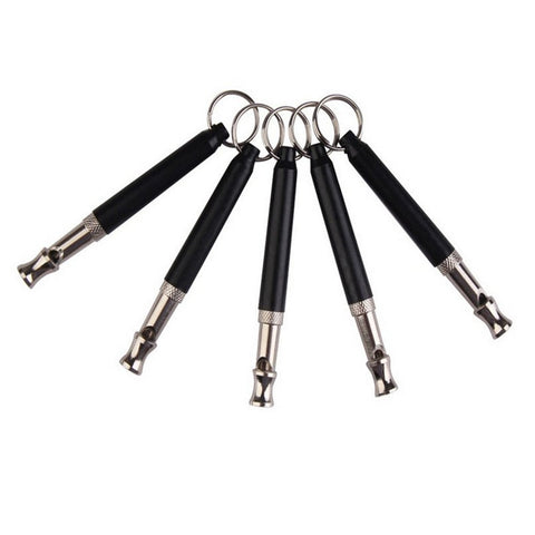 5Pcs Black Two Tone Ultrasonic Flute Dog Whistles For Training Sound Obedience Pet Puppy