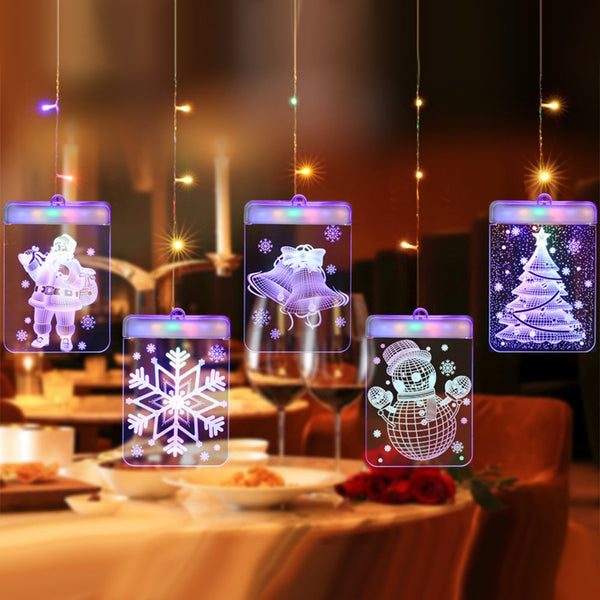 5Pcs Christmas Window 3D Hanging Led Light Romantic Room Decoration
