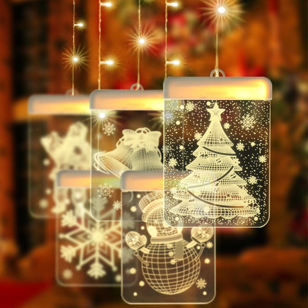 5Pcs Christmas Window 3D Hanging Led Light Romantic Room Decoration